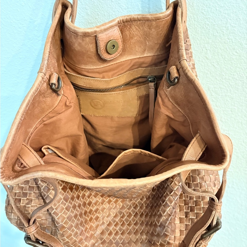 Valentina Woven Shoulder Bag in Tan - Picture 5 of 9
